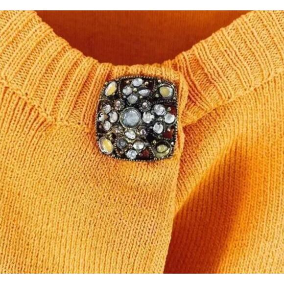Vintage EUC Josephine Chaus Orange Snap Front Jewel Sparkly Buttons Golden Girls - Picture 5 of 16